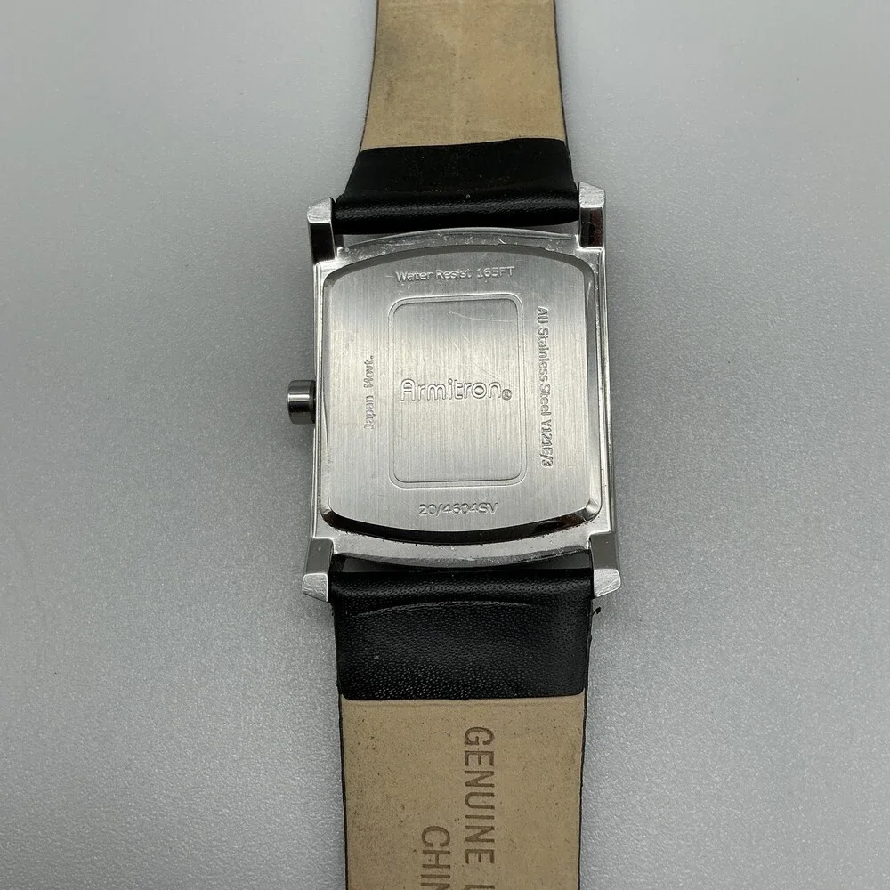 Armitron 20/4309GV Mens Watch 33mm Gray Ombre Dial Black Leather New Battery